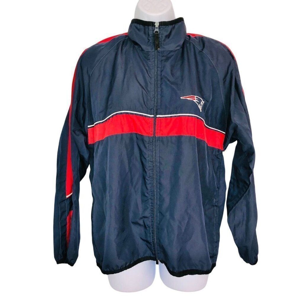 NFL New England Patriots Boys Size L Jacket Navy Blue Windbreaker